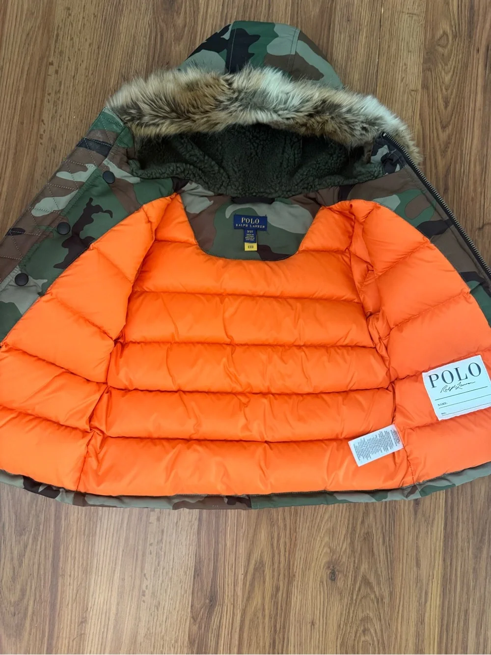NWOT Polo Ralph Lauren Jacket Little Boys Camo Water Resistant Down Parka Green